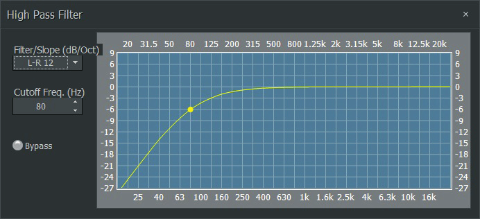 High Pass Filter Dialog